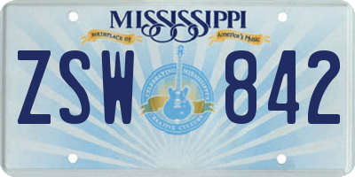 MS license plate ZSW842