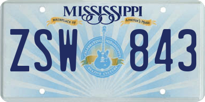 MS license plate ZSW843