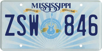 MS license plate ZSW846