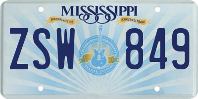 MS license plate ZSW849