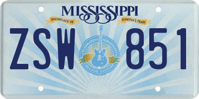 MS license plate ZSW851