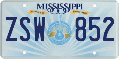 MS license plate ZSW852