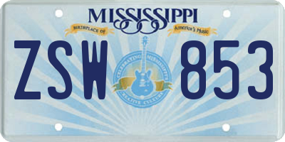 MS license plate ZSW853