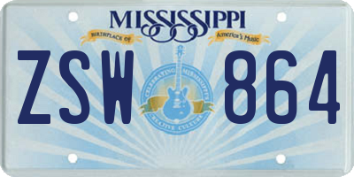 MS license plate ZSW864