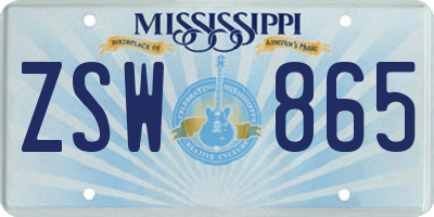 MS license plate ZSW865