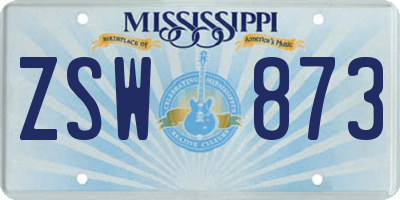 MS license plate ZSW873