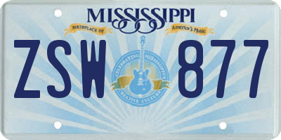 MS license plate ZSW877