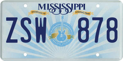 MS license plate ZSW878