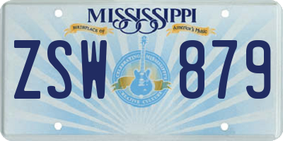 MS license plate ZSW879