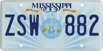 MS license plate ZSW882
