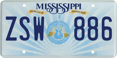 MS license plate ZSW886
