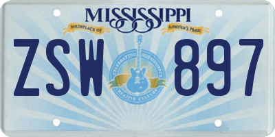 MS license plate ZSW897