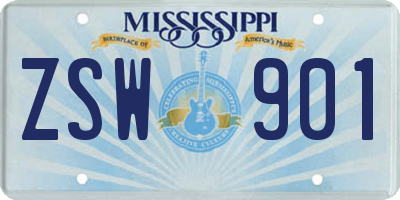 MS license plate ZSW901