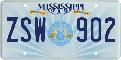 MS license plate ZSW902