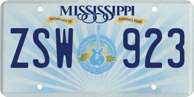MS license plate ZSW923