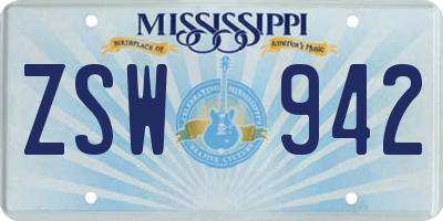 MS license plate ZSW942