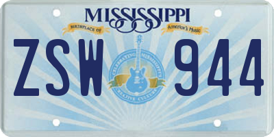 MS license plate ZSW944