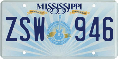 MS license plate ZSW946