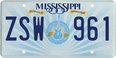 MS license plate ZSW961