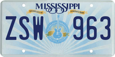 MS license plate ZSW963