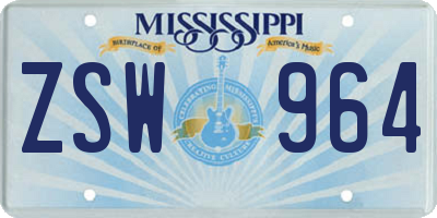 MS license plate ZSW964