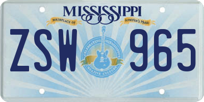MS license plate ZSW965