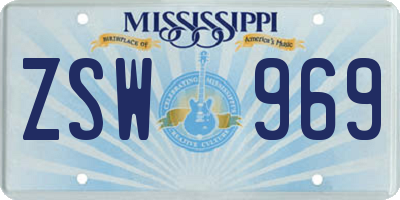 MS license plate ZSW969