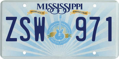 MS license plate ZSW971