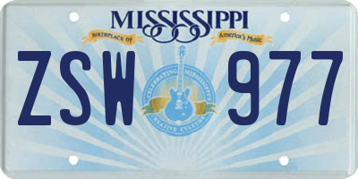MS license plate ZSW977