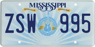 MS license plate ZSW995