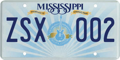 MS license plate ZSX002
