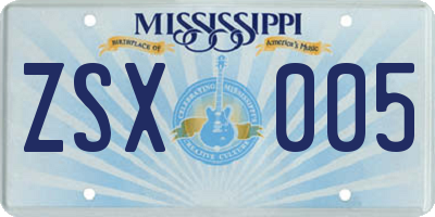 MS license plate ZSX005