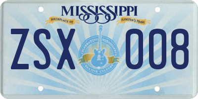 MS license plate ZSX008
