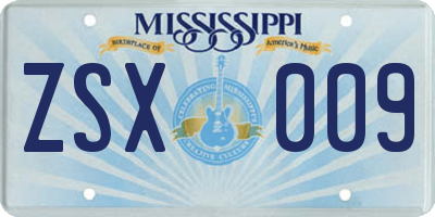 MS license plate ZSX009