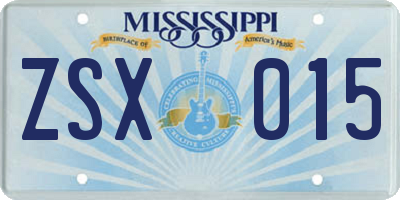 MS license plate ZSX015