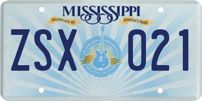 MS license plate ZSX021