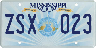 MS license plate ZSX023