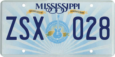 MS license plate ZSX028