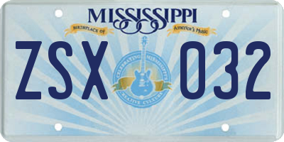 MS license plate ZSX032