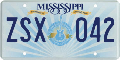 MS license plate ZSX042