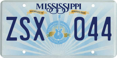 MS license plate ZSX044