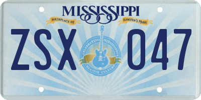 MS license plate ZSX047
