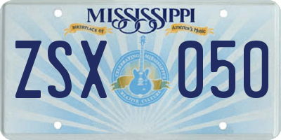 MS license plate ZSX050