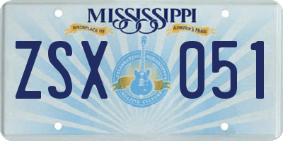 MS license plate ZSX051