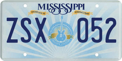 MS license plate ZSX052