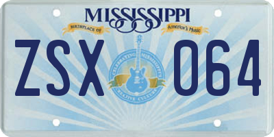 MS license plate ZSX064