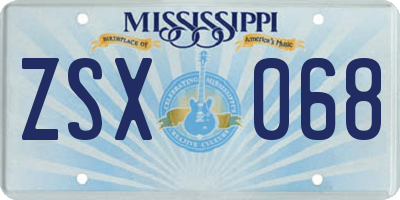MS license plate ZSX068