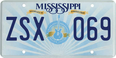 MS license plate ZSX069