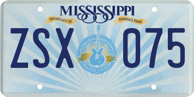 MS license plate ZSX075
