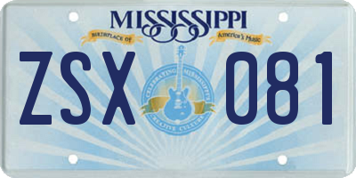 MS license plate ZSX081